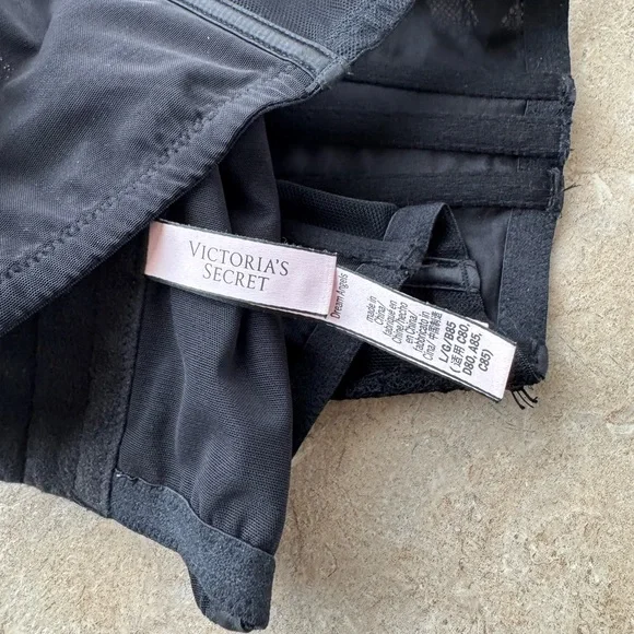 Victoria's Secret Dream Angels unlined black lace-up corset top, Size Large - Picture 7 of 12